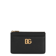 Leather card holder with zipper