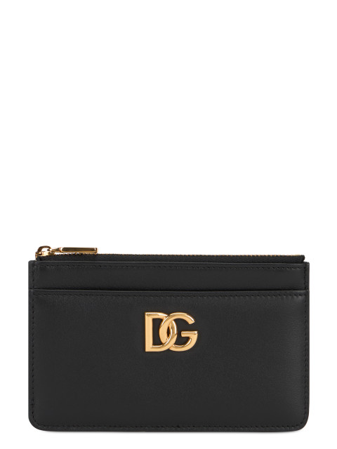 Leather card holder with zipper