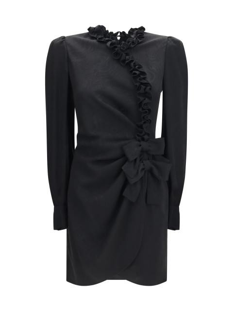 Silk jacquard mini Dress with ruffles