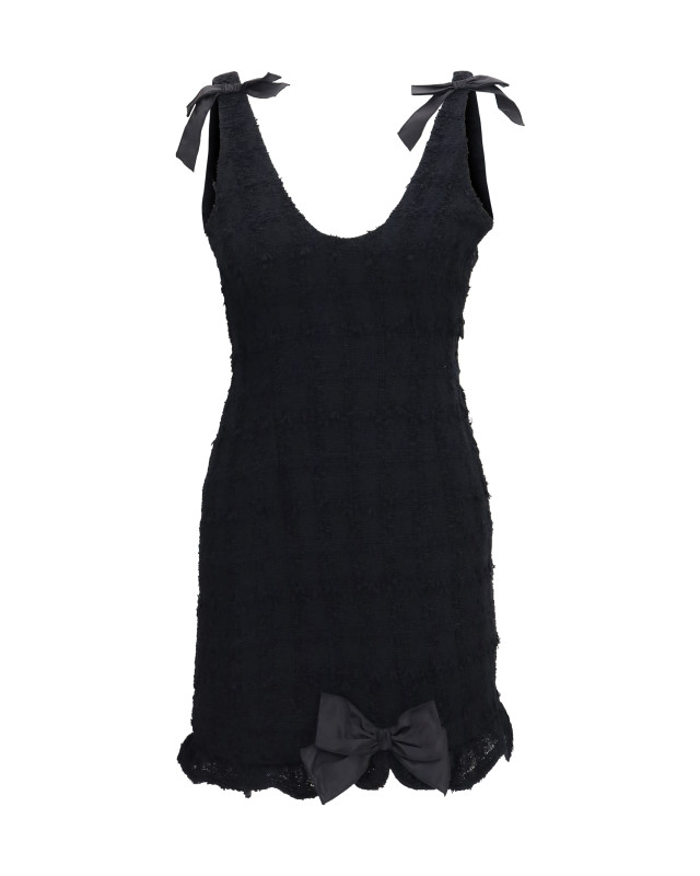 Checked bouclé tweed mni Dress with bows