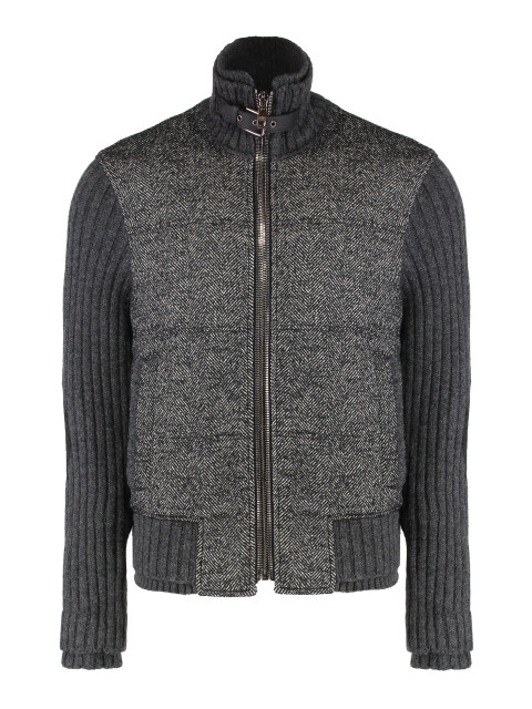 Pied-de-poule patterned jacket in knitwear