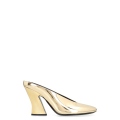 Mule with sculpted heel in leather mirror effect