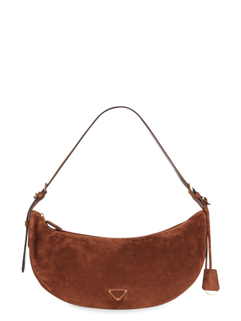 Demi-lune large suede shoulder bag