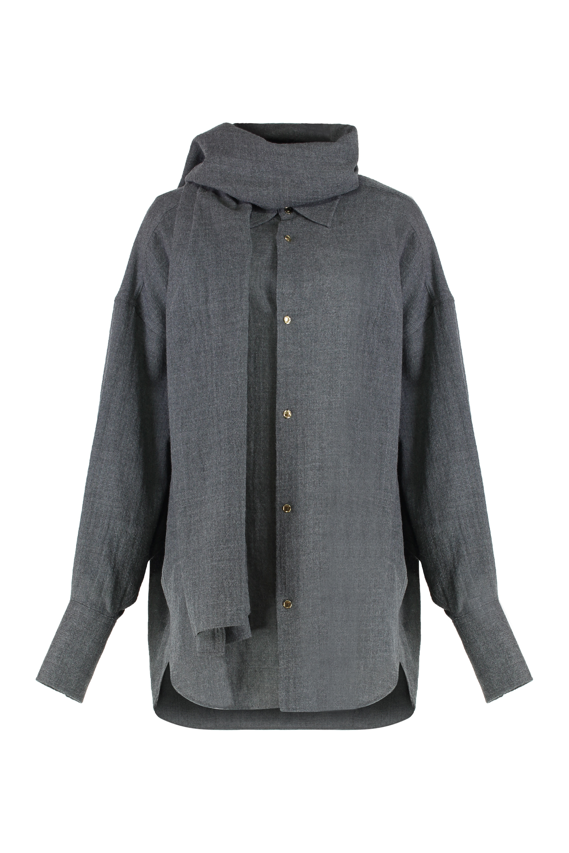 Georgia shirt with removable wool scarf