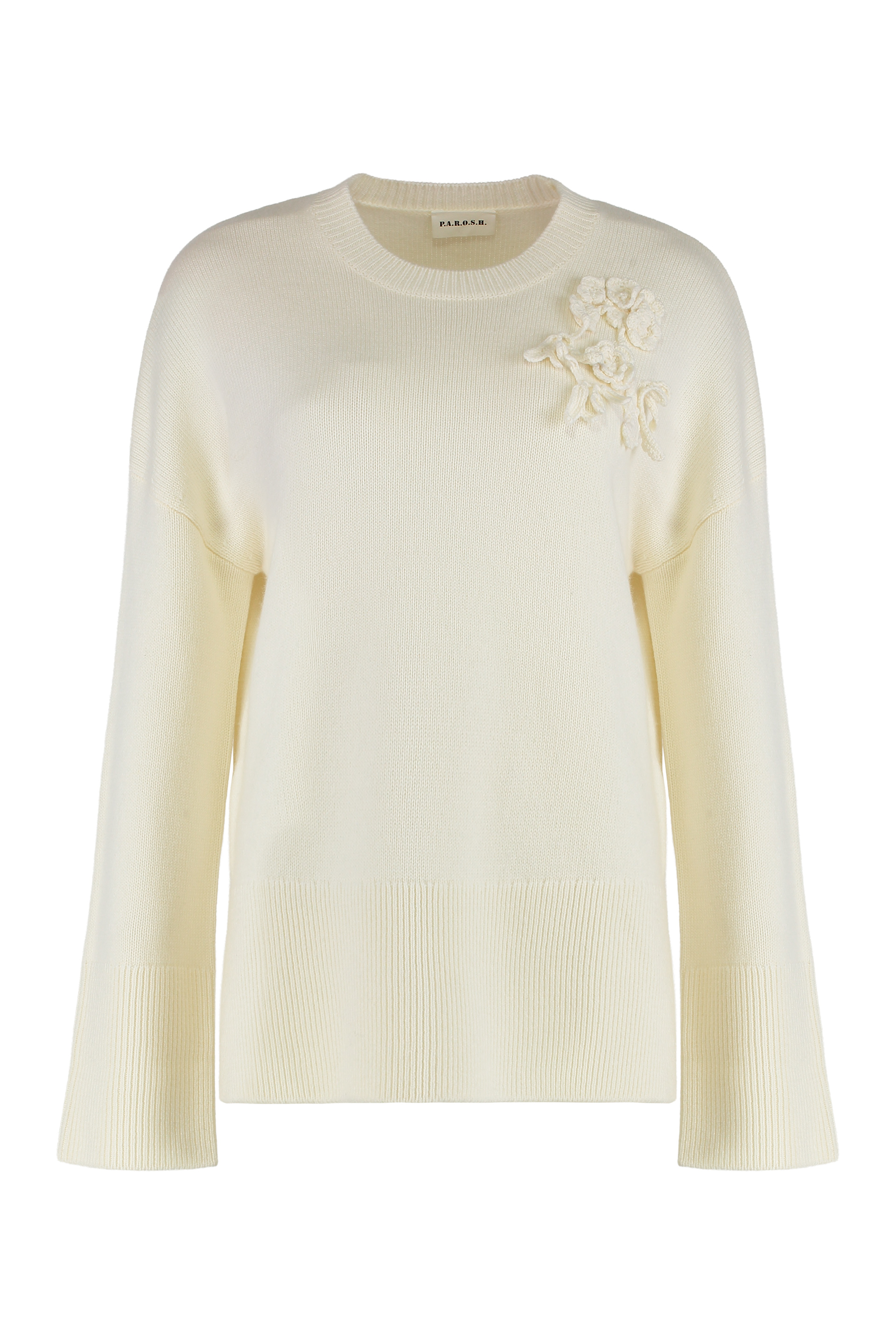 Sweater with a round neck in wool and cashmere