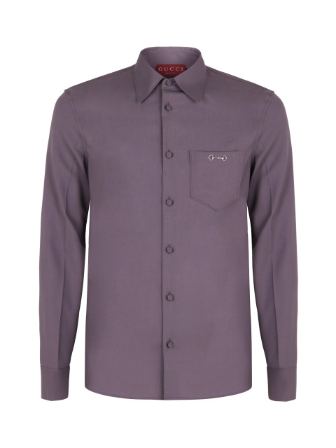 Shirt in wool gabardine with Clamp