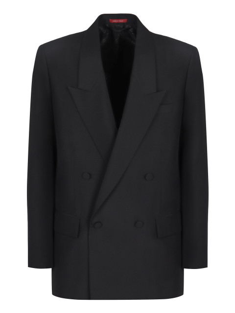 Double-breasted jacket in technical panama