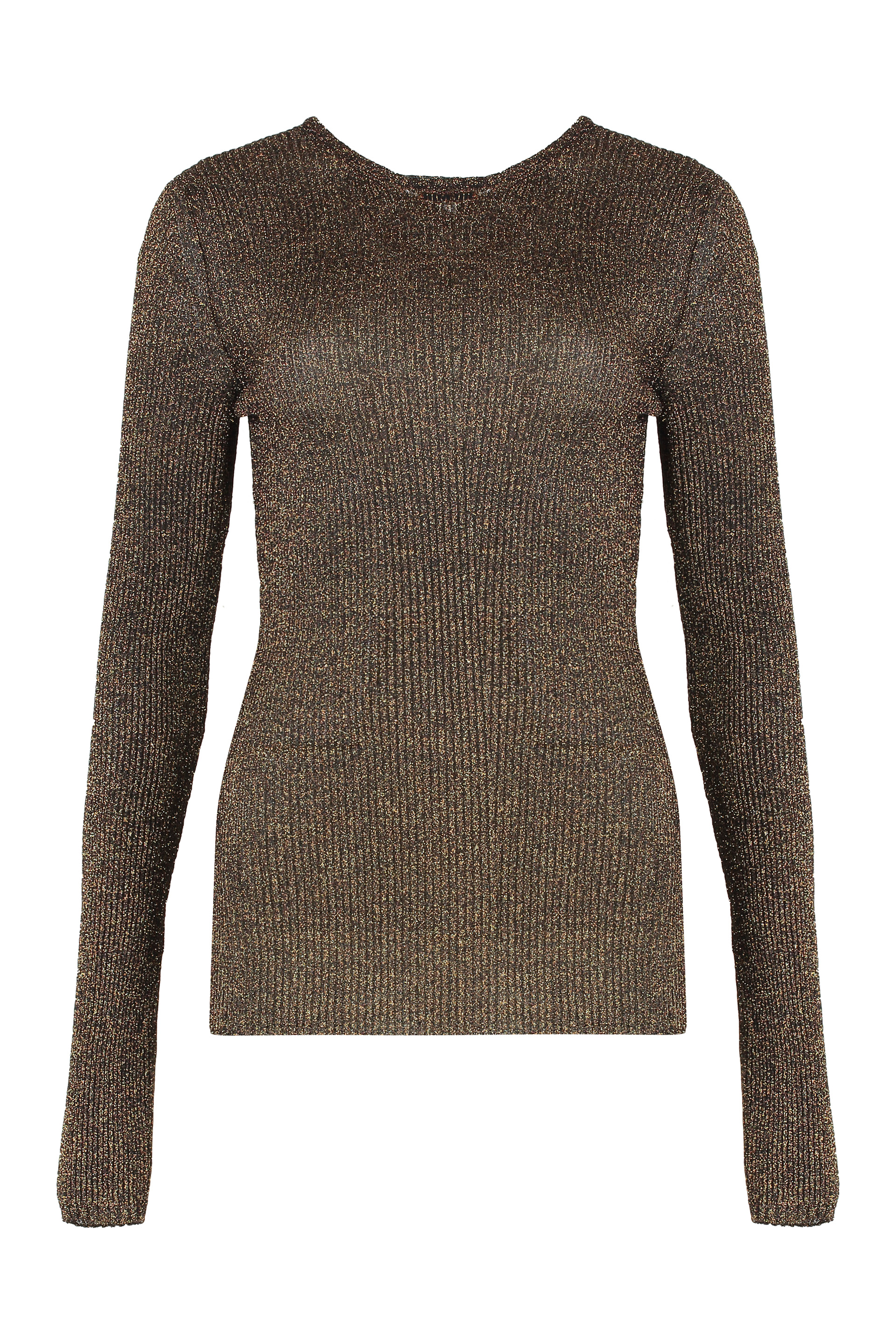 Sweater with round neck in lamé