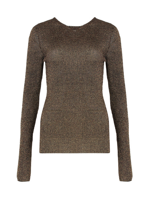 Sweater with round neck in lamé