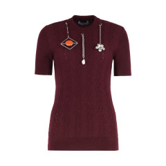 Short-sleeved wool shirt with charms