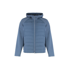 Technical fabric jacket with zip and hood