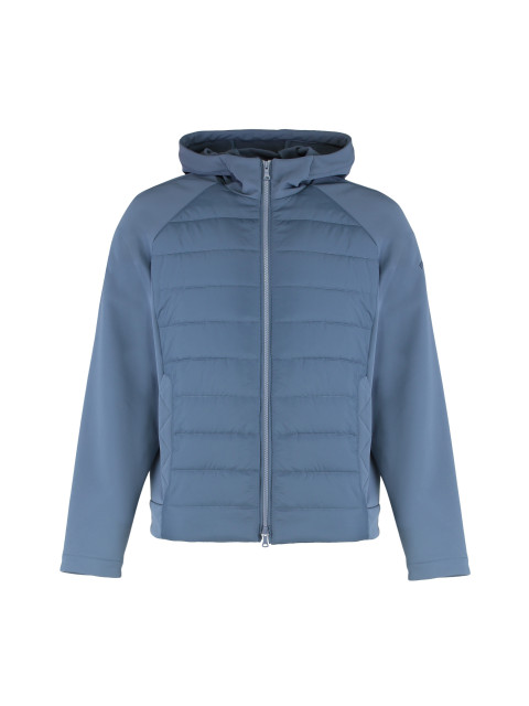 Technical fabric jacket with zip and hood