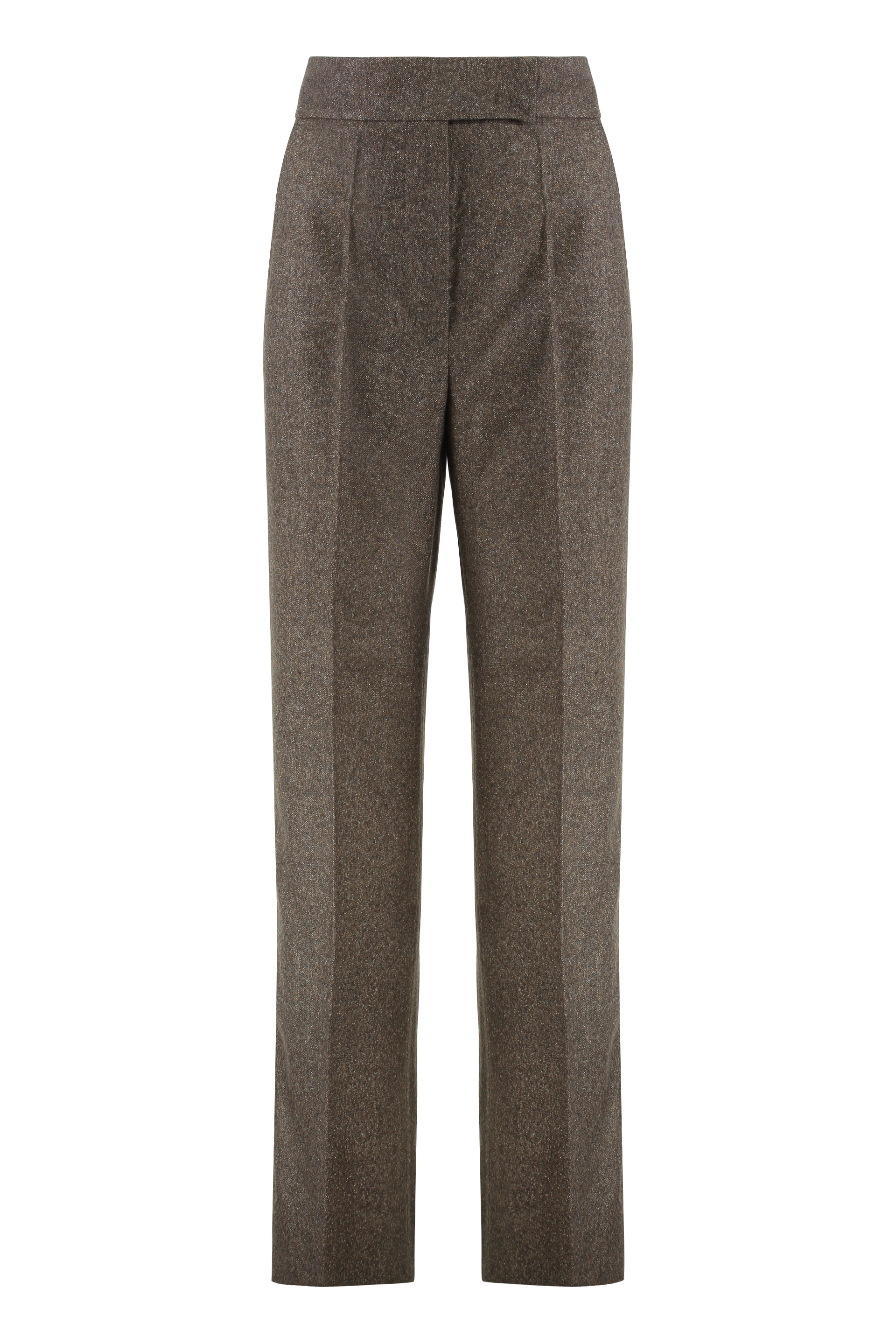 Wide wool flannel trousers