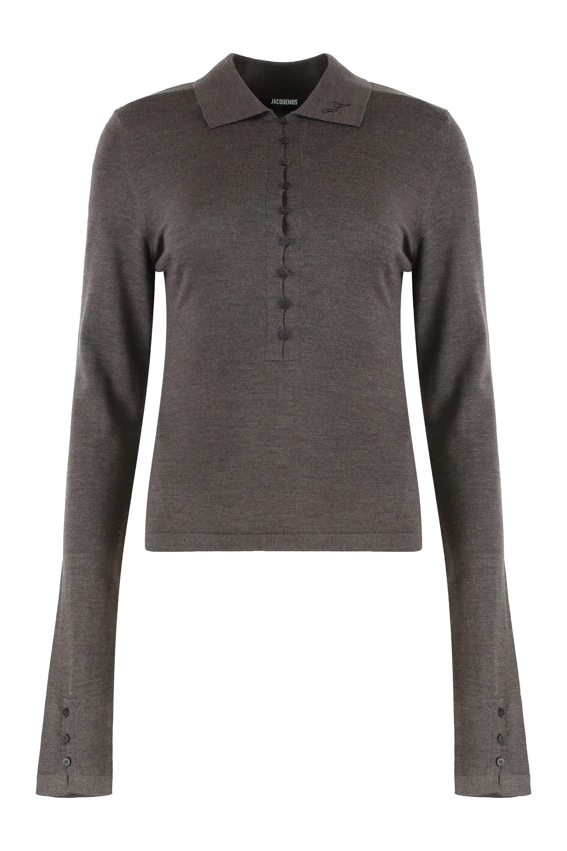 Long sleeve merino wool polo