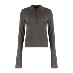 Long sleeve merino wool polo