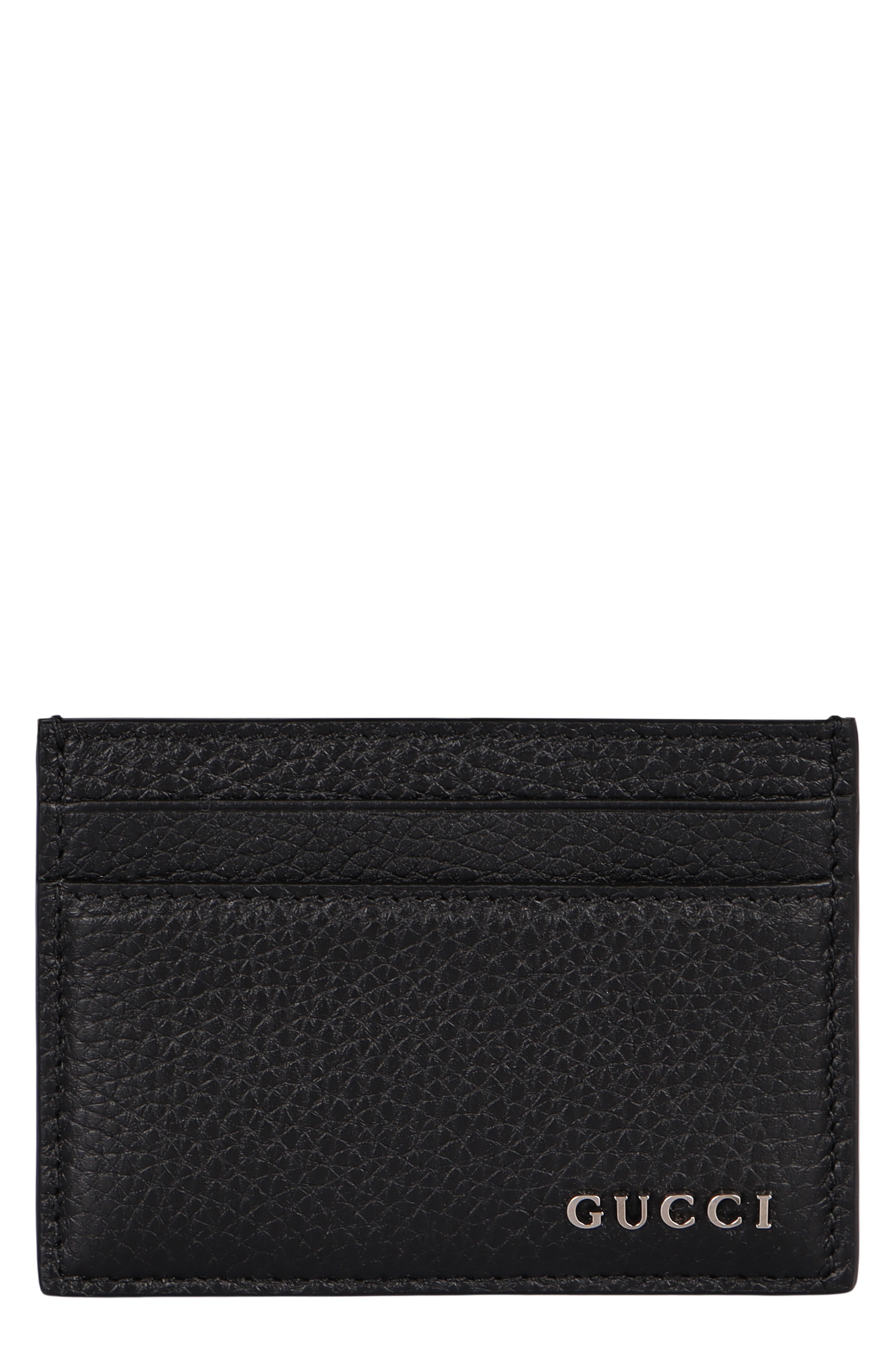Logo detail leather card holder
