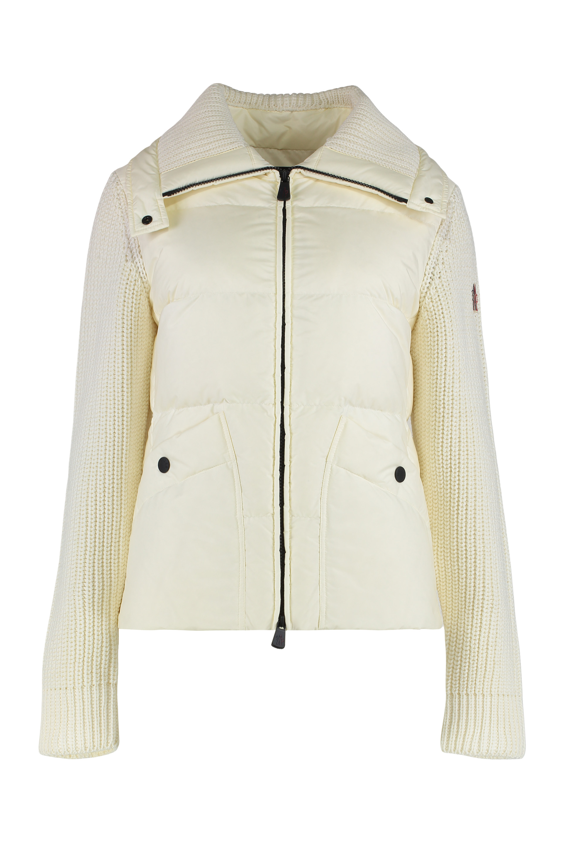 Quilted wool cardigan with zip
