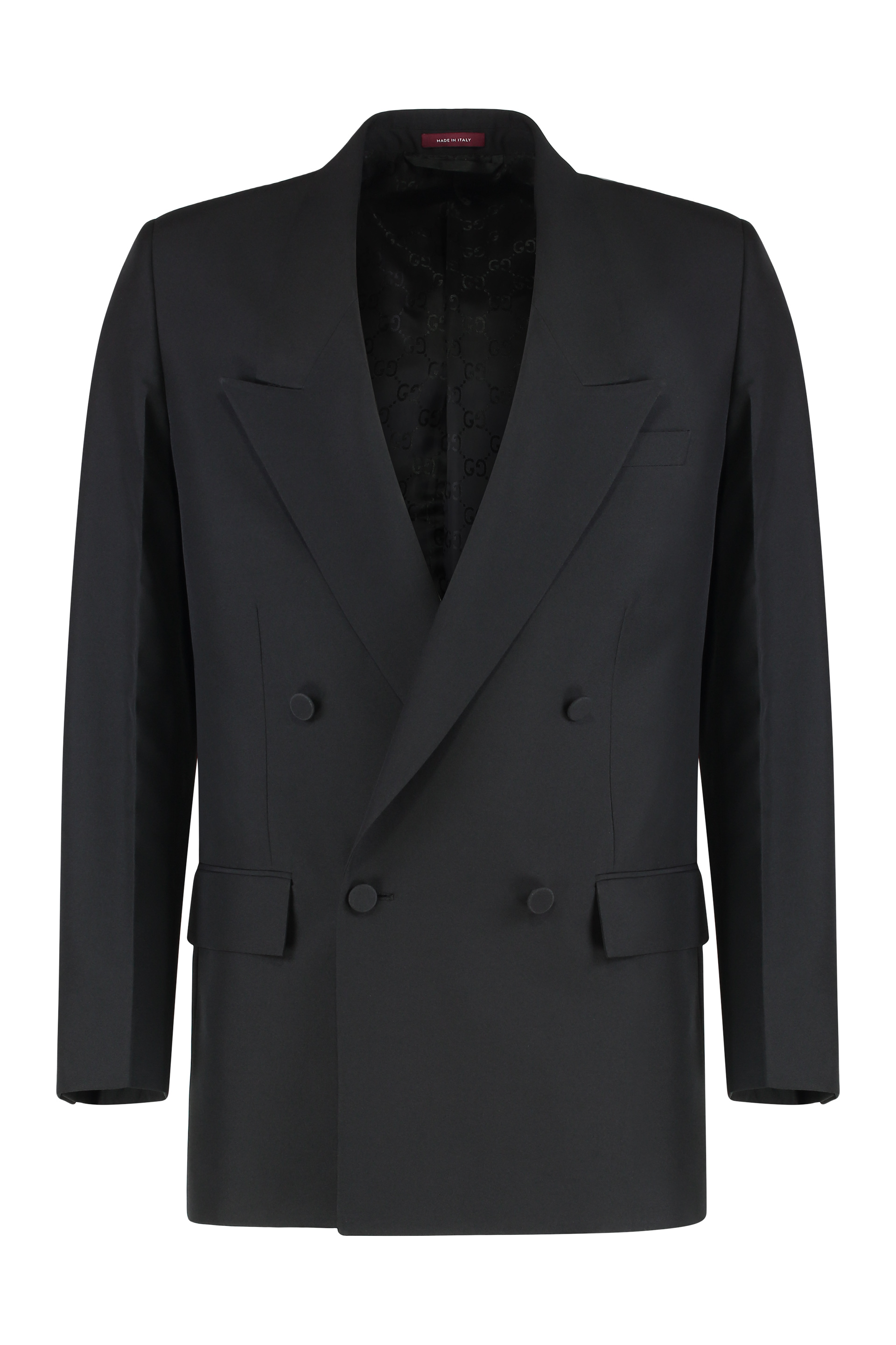 Double-breasted jacket in wool gabardine