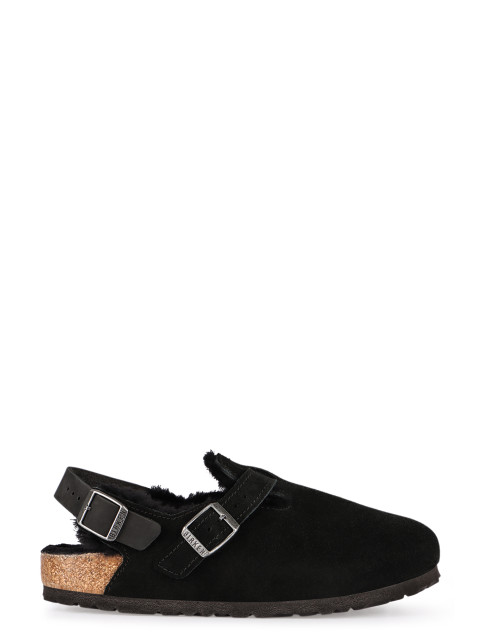 Tokio leather and fur slippers