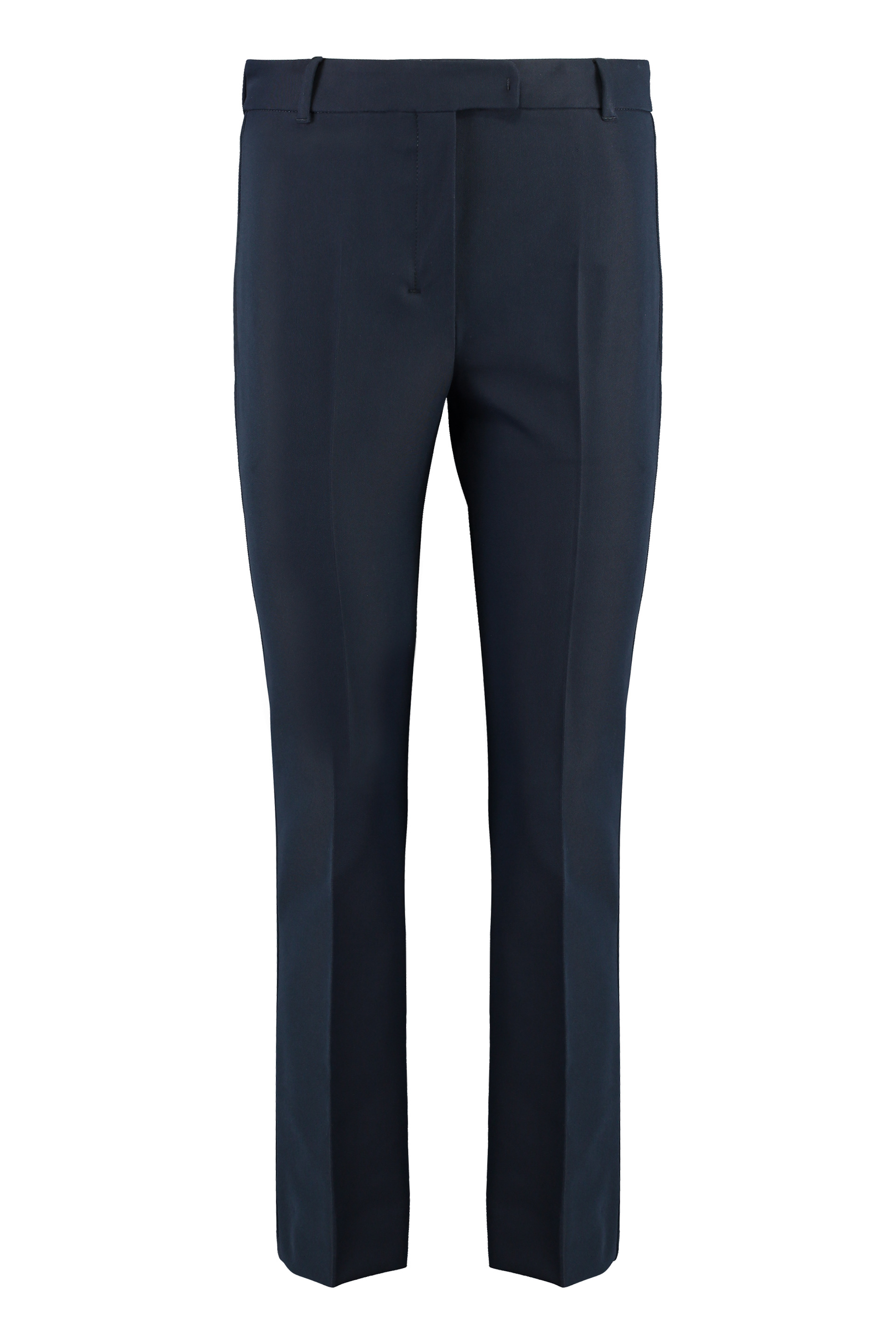 Stretch viscose trousers with flared hem