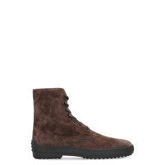 Lace-up suede ankle boots