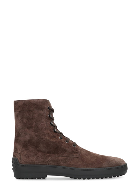 Lace-up suede ankle boots