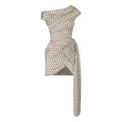Mini satin dress with polka dots