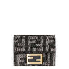 Micro Baguette wallet in jacquard FF denim effect