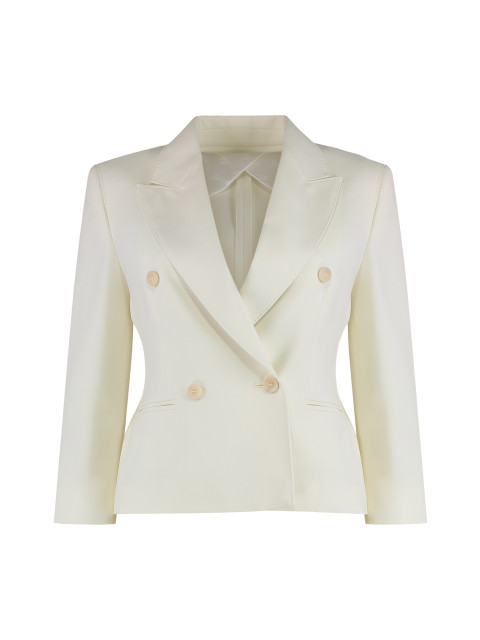 Crop blazer in wool fabric