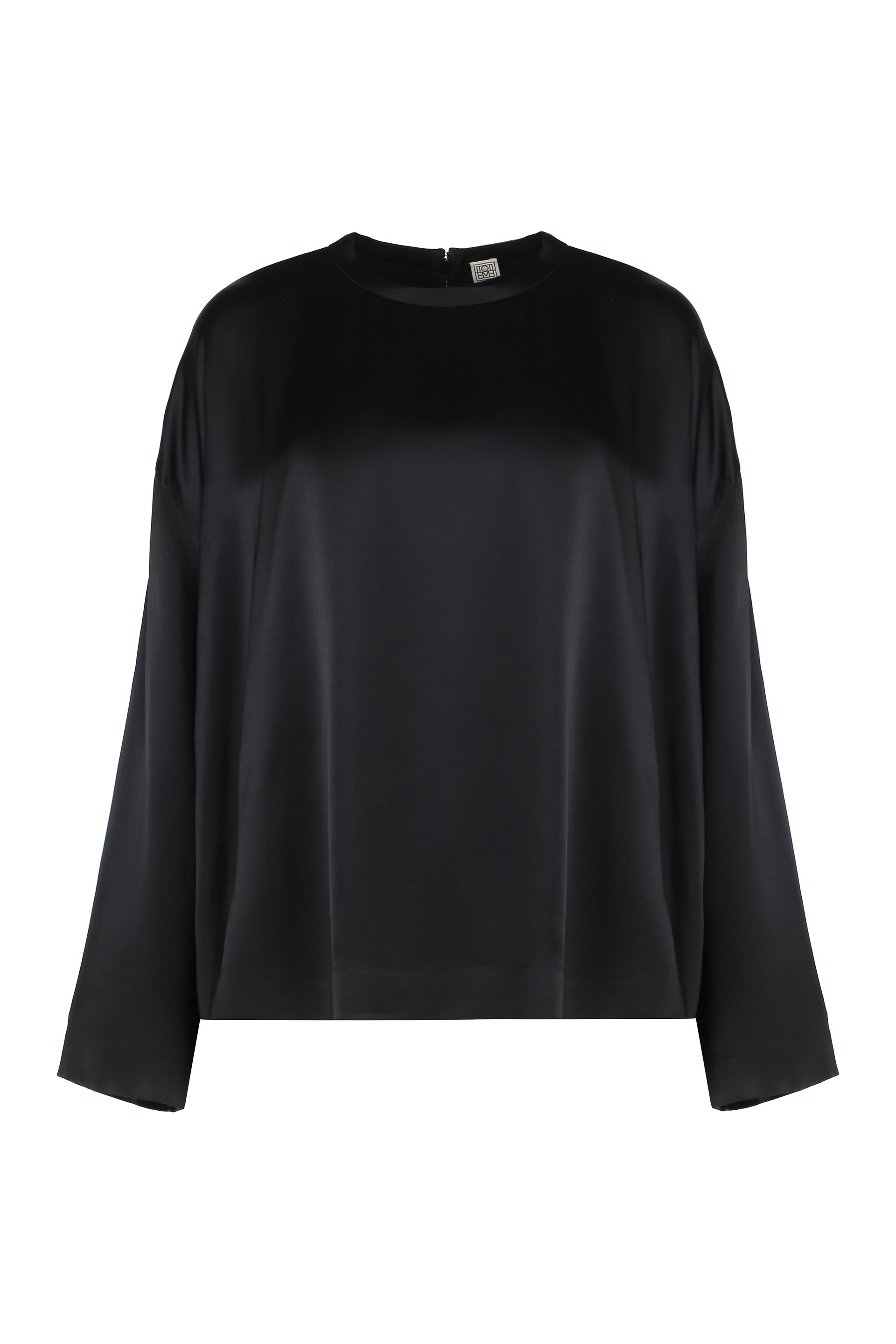 Square top in black satin