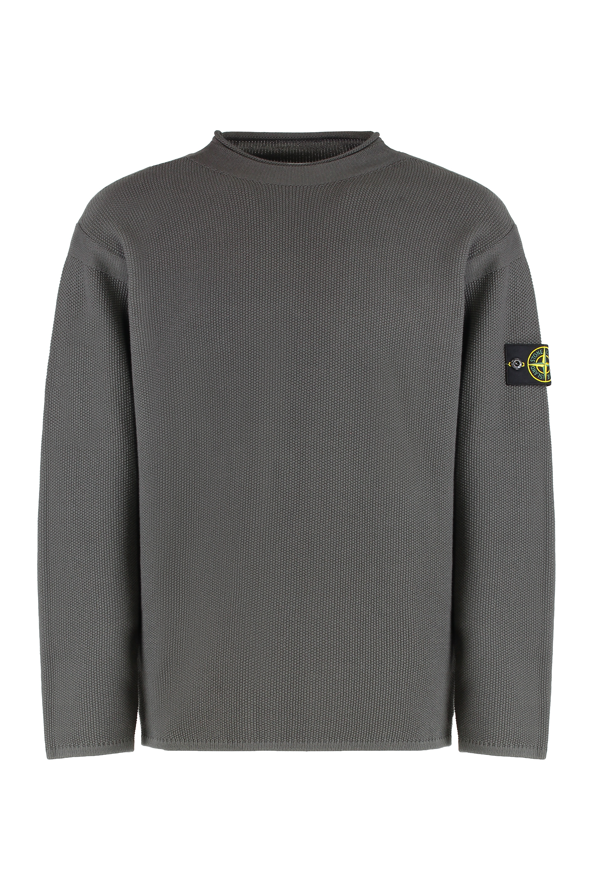 Sweater with a polo neck and reverse stitch details