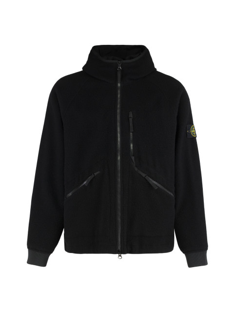 Hooded jacket in wool and nylon