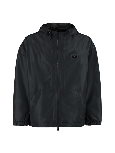 Technical fabric hooded jacket