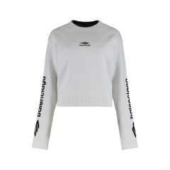 Crew neck sweater in wool double face