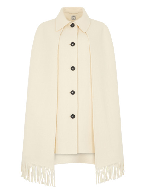 Coat with cape made of wool