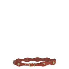 Leather belt with jewel studs