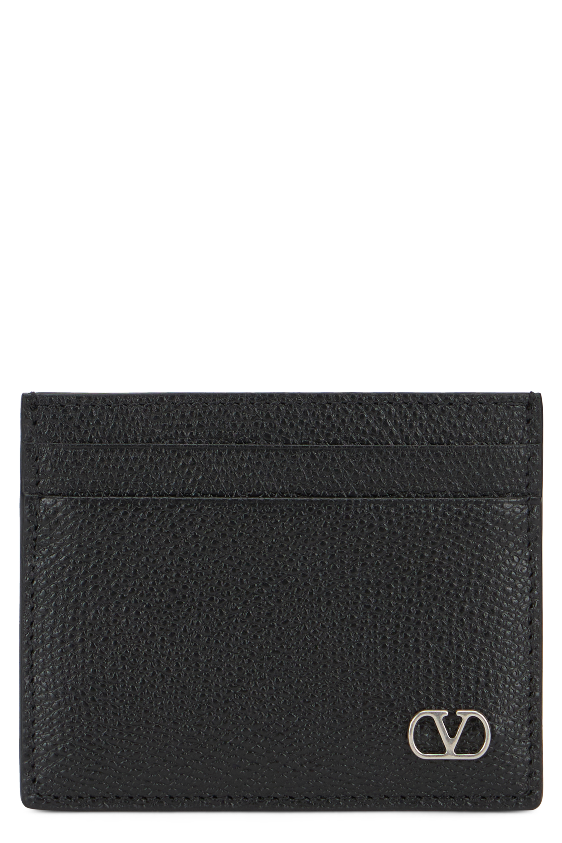 Logo detail leather card holder