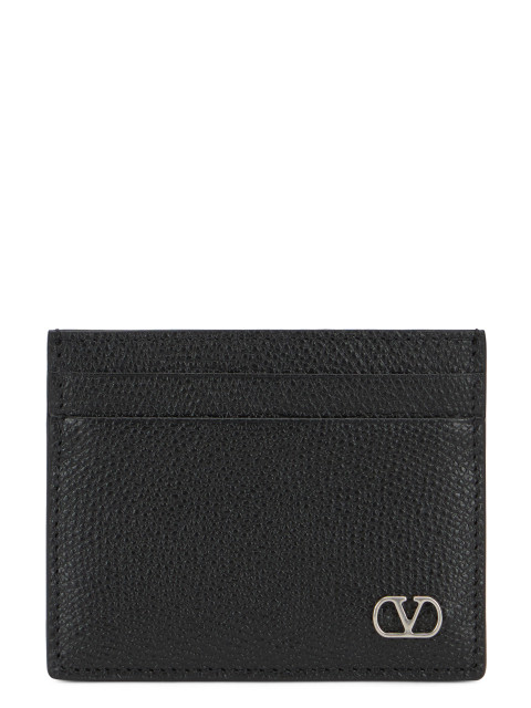 Logo detail leather card holder