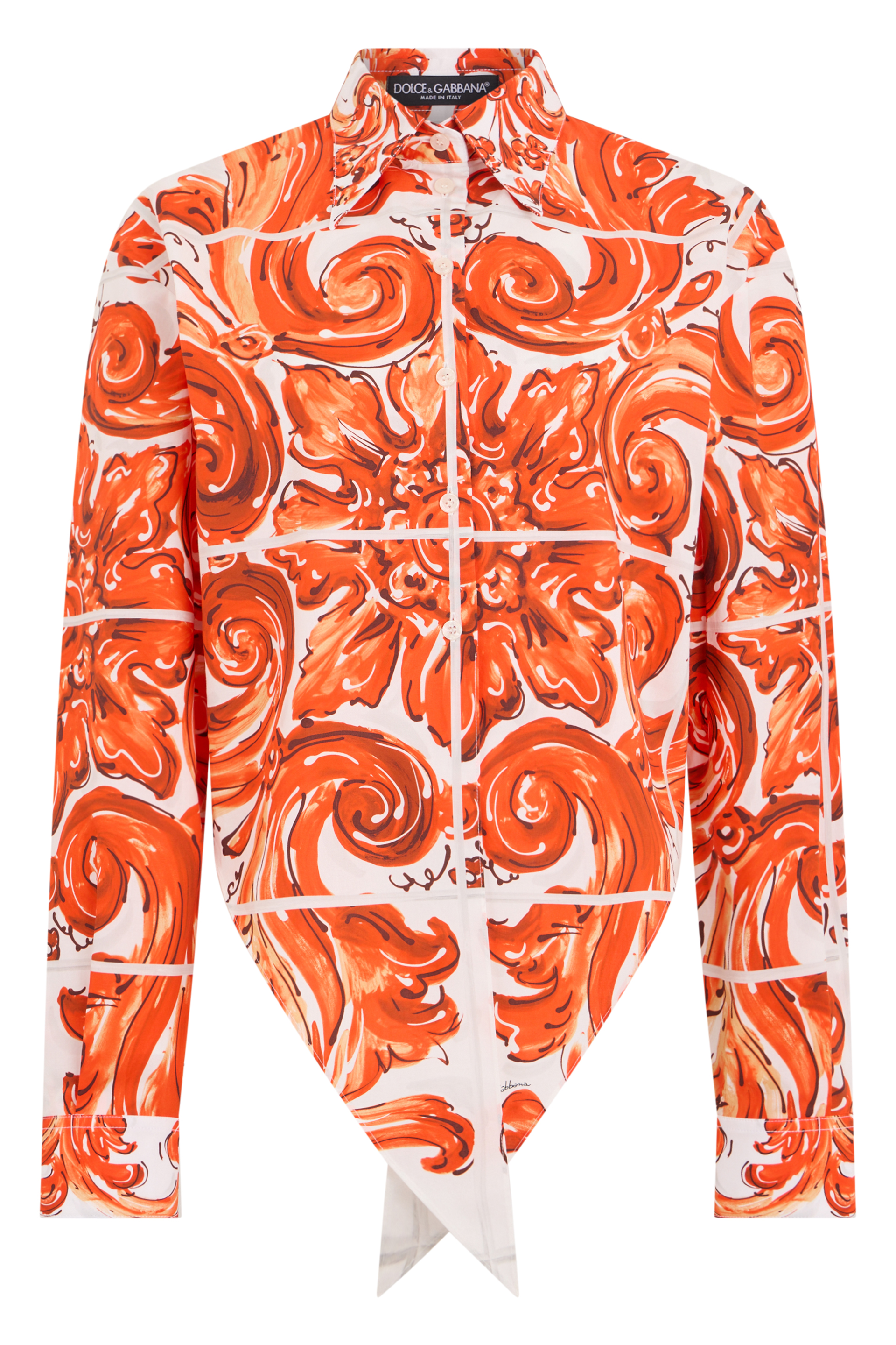 Cotton shirt with majolica print