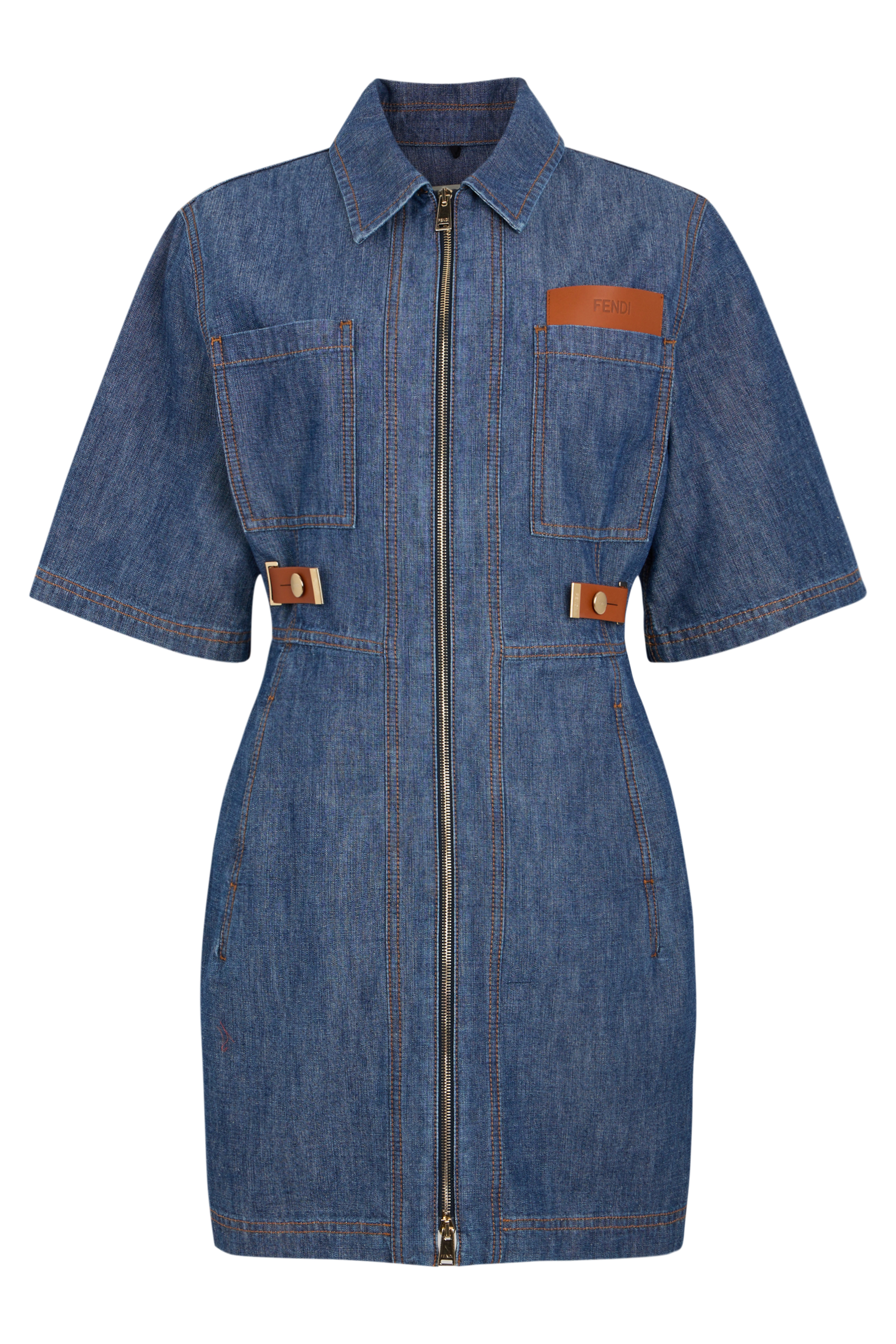 Short denim dress with application