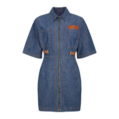 Short denim dress with application