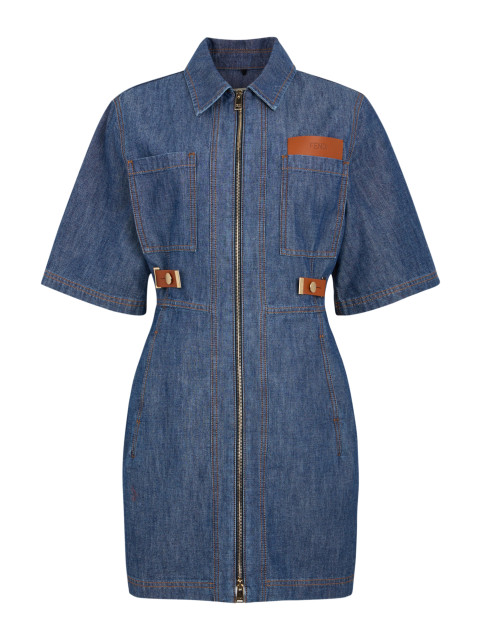 Short denim dress with application