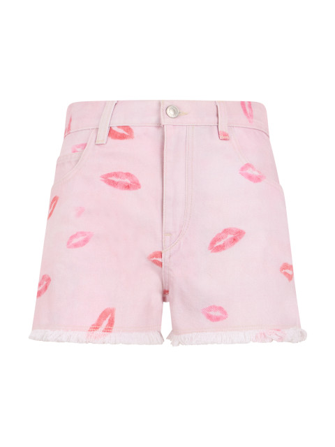Shorts Lesia frayed with kiss print