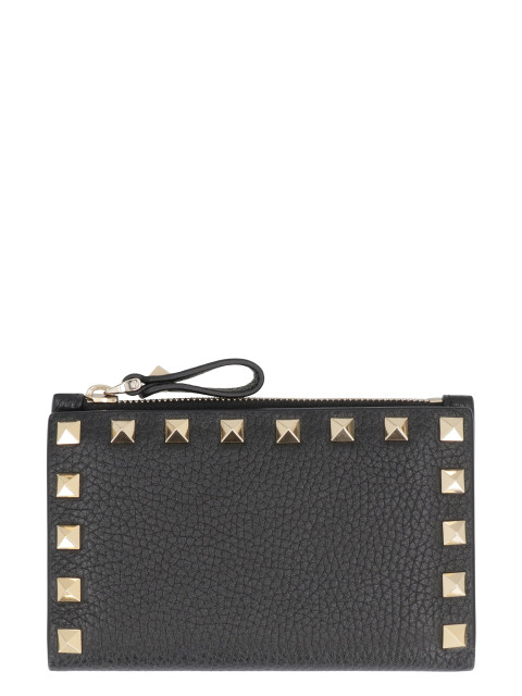 Rockstud leather card holder
