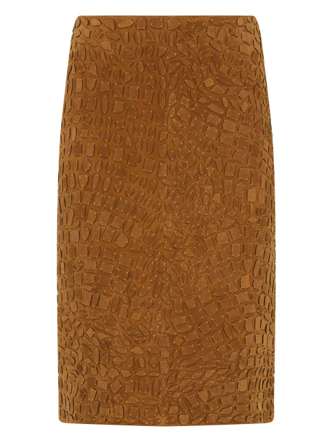 Crocodile effect leather skirt