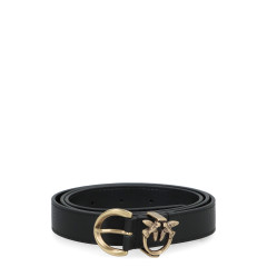 Logo buckle leather belt