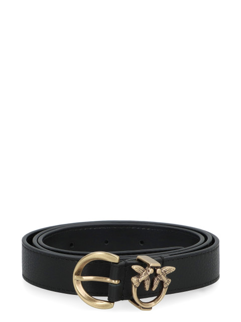 Logo buckle leather belt