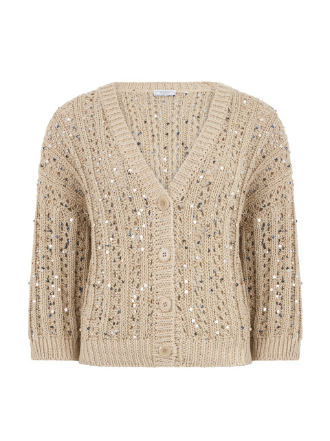 Cardigan in cotton with sequins