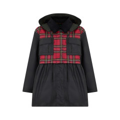 Rain jacket with peplum and tartan details