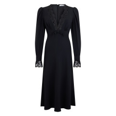 Midi dress in cotton with lace
